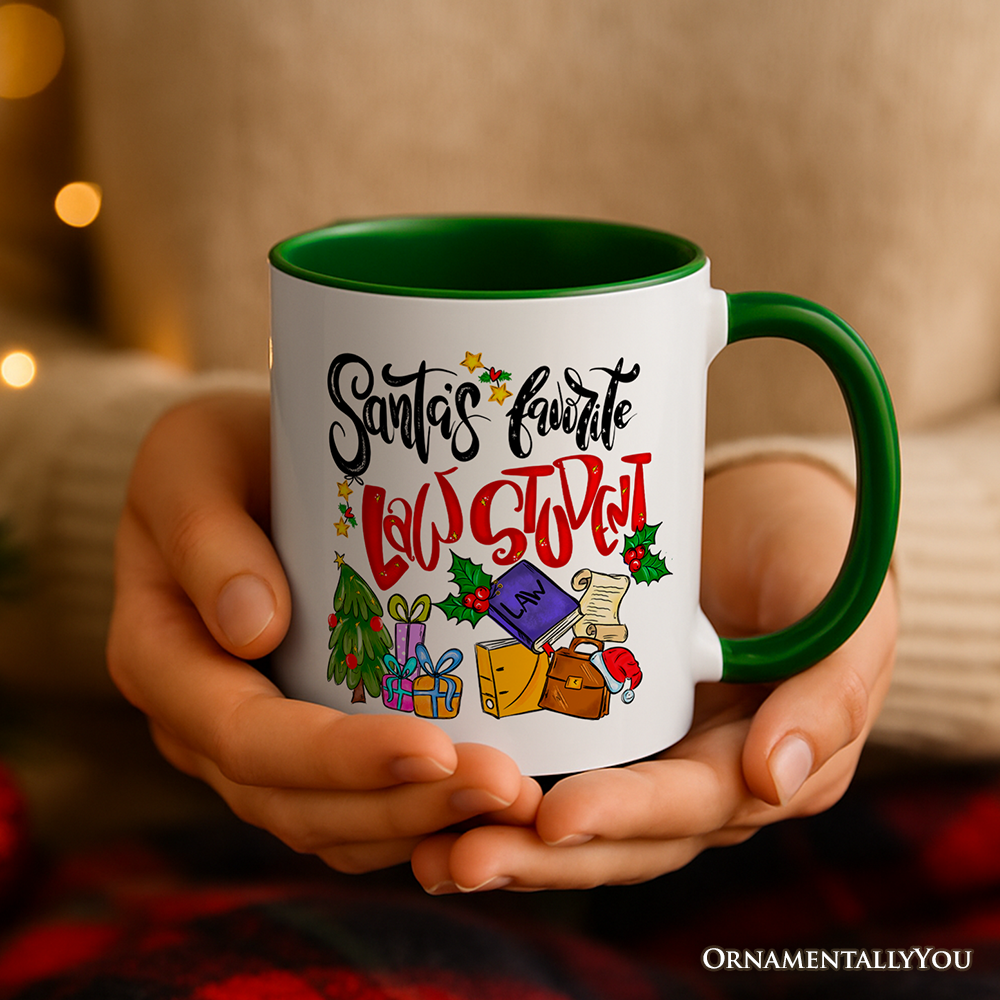 Santa's Favorite Law Student Personalized Mug, Future Lawyer Gift with Custom Name