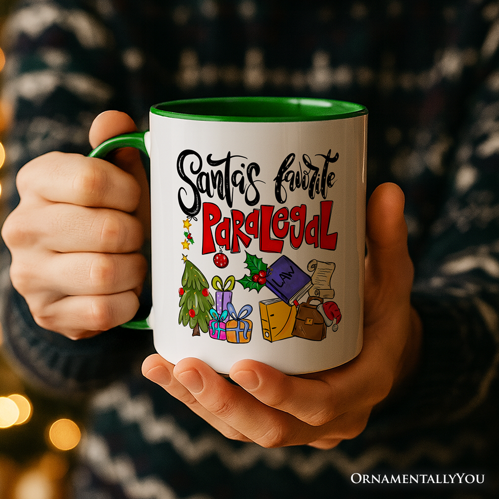 Santa's Favorite Paralegal Personalized Mug, Legal Support Appreciation Christmas Gift with Custom Name