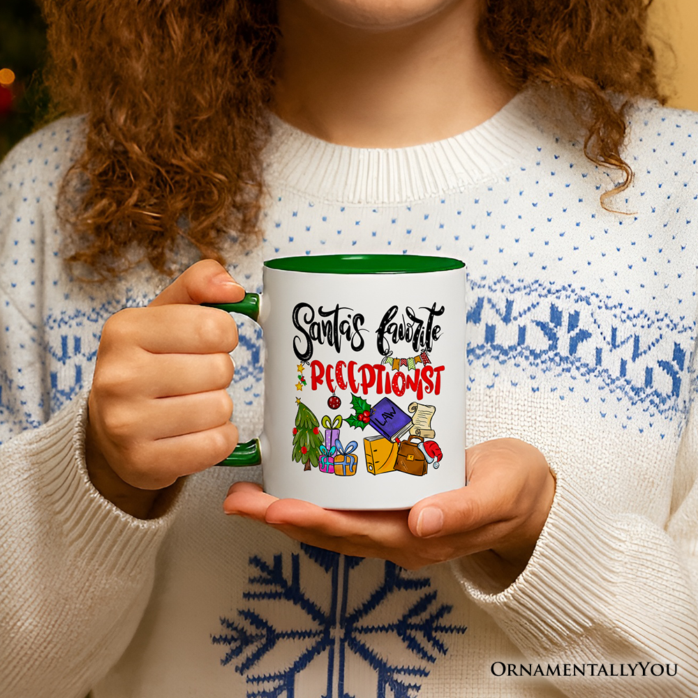 Santa's Favorite Office Receptionist Personalized Mug, Administrator Appreciation Christmas Gift with Custom Name