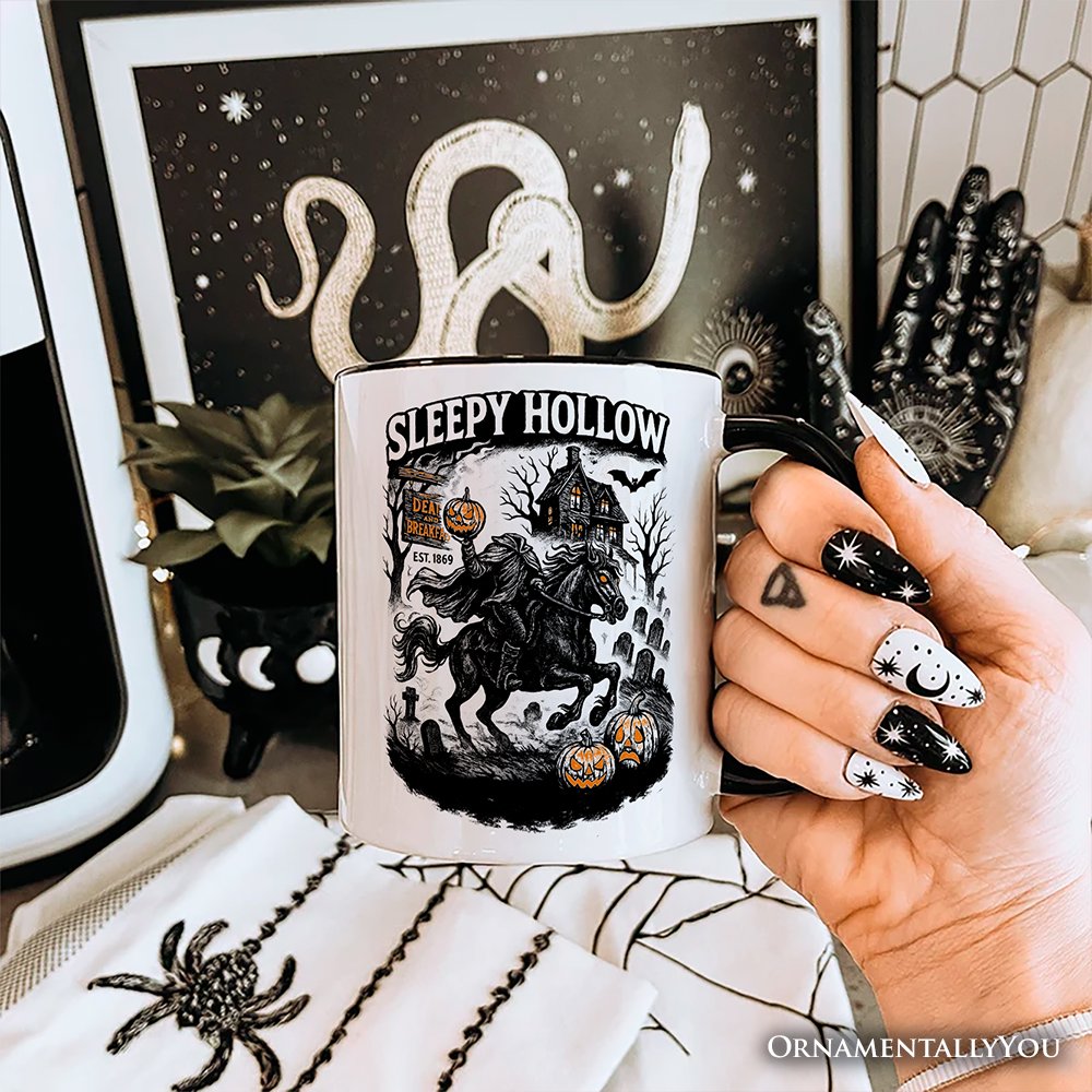 Sleepy Hollow Headless Horseman Personalized Mug, Gothic Haunted Halloween Gift with Custom Name