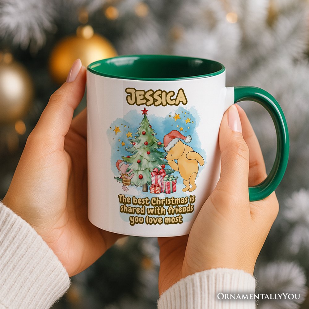 Best Christmas Winnie-the-Pooh Personalized Mug, 1926 A.A. Milne Holiday Gift with Custom Name