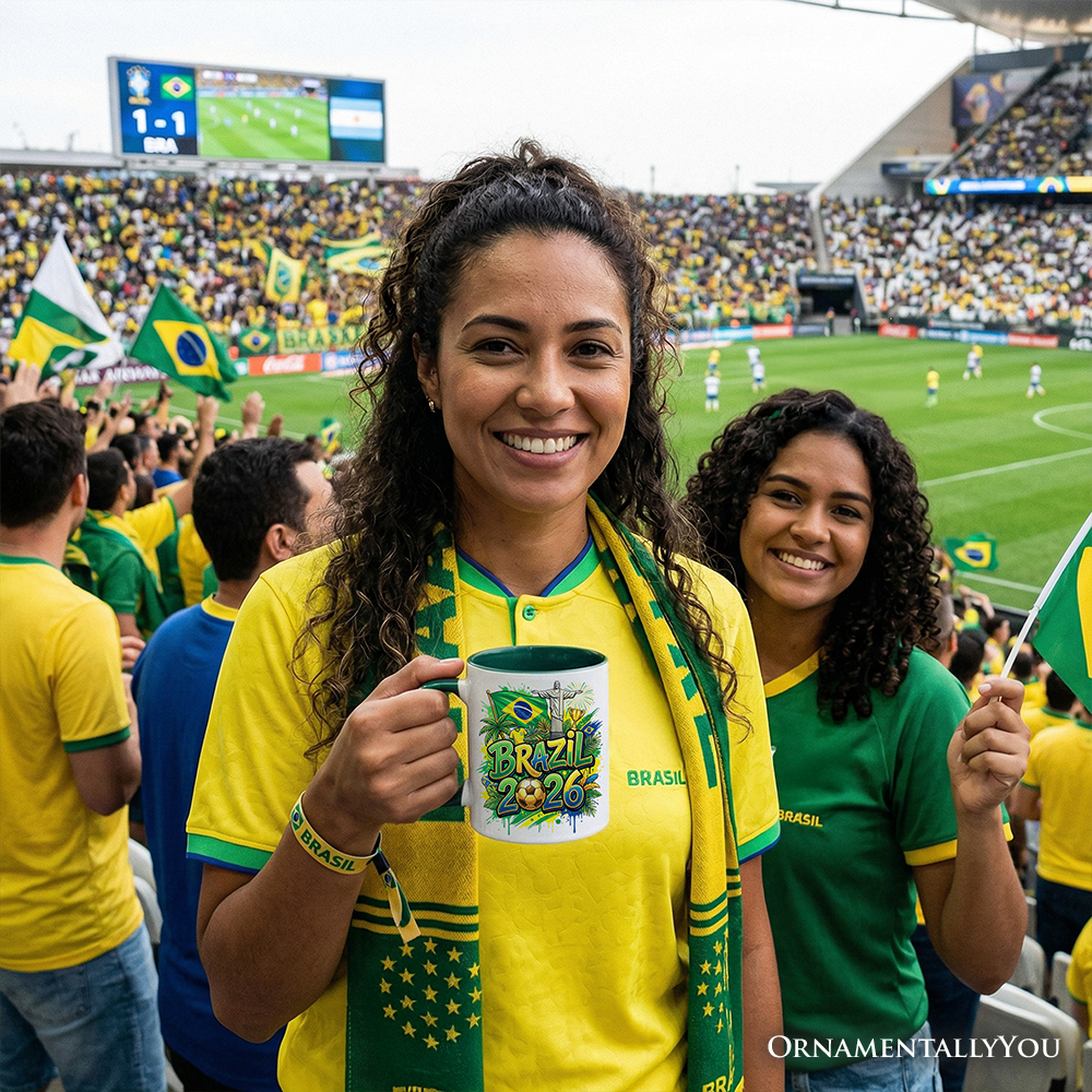 Brazil 2026 Soccer Cup Global Championship Mug, Football Fans Gift