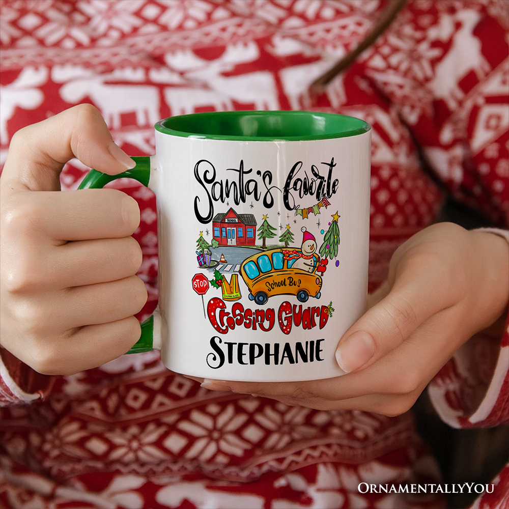 Santa's Favorite Crossing Guard Personalized Mug, School Patrol Appreciation Gift with Custom Name