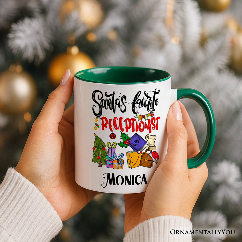 Santa's Favorite Office Receptionist Personalized Mug, Administrator Appreciation Christmas Gift with Custom Name