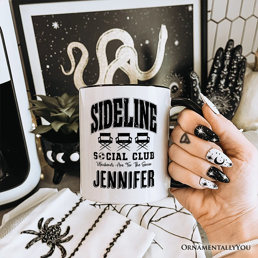 Sideline Social Club Soccer Personalized Mug, Weekends Are for the Soccer Game Day Gift with Custom Name