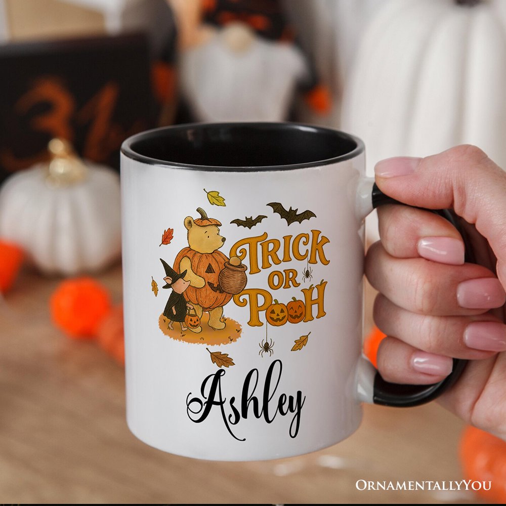 Trick or Treat Winnie-the-Pooh Personalized Mug, 1926 A.A. Milne Halloween Gift with Custom Name