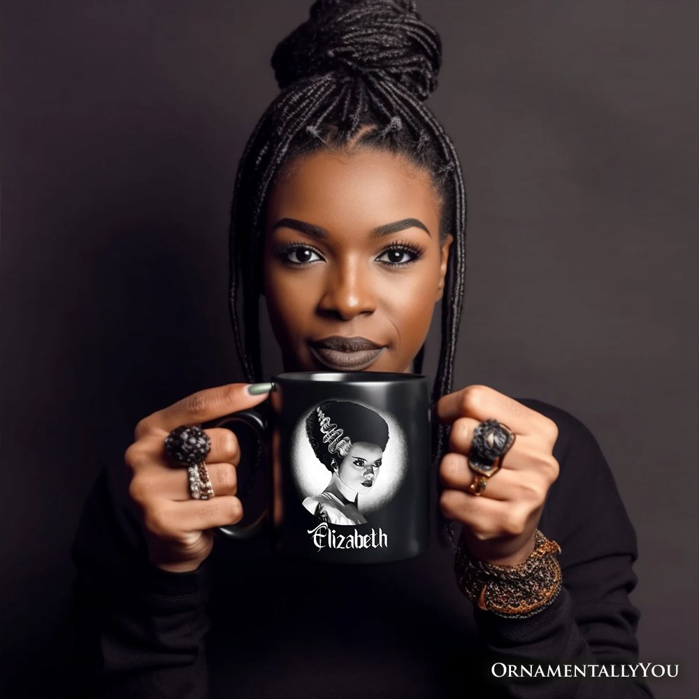 Frankenstein's Bride Spooky Portrait Personalized Mug Horror Villain Theme Halloween Gift with Custom Name