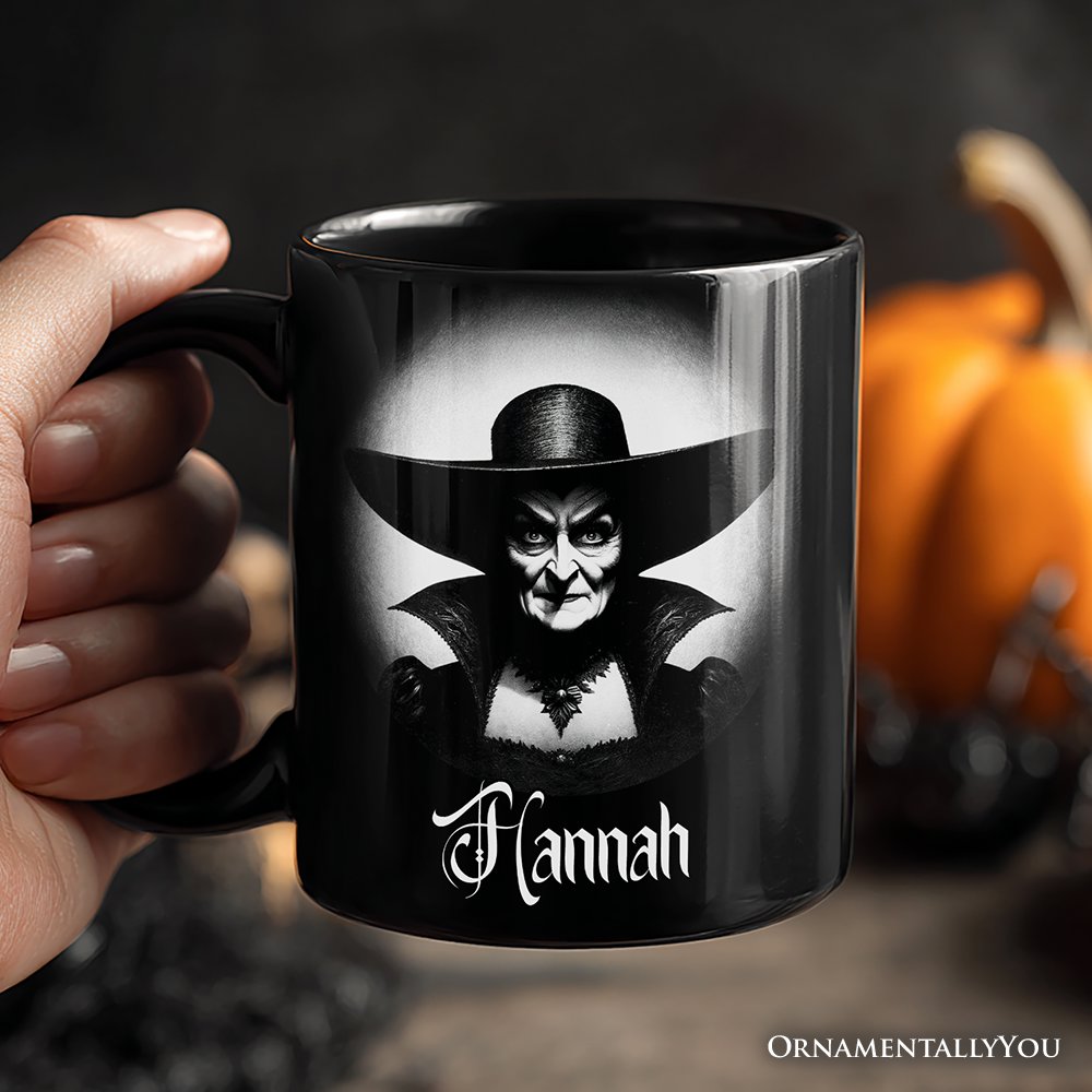 Witch Spooky Portrait Personalized Mug Horror Villain Theme Halloween Gift with Custom Name