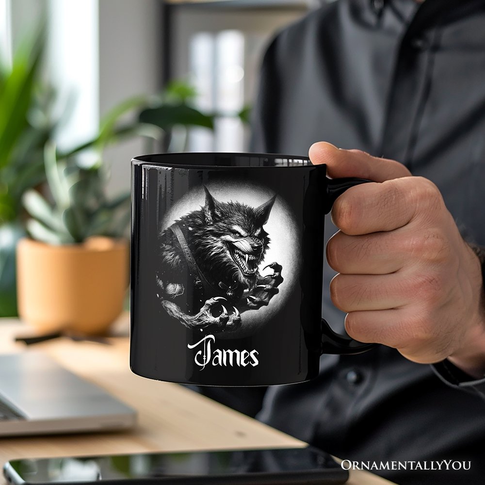 Werewolf Spooky Portrait Personalized Mug Horror Villain Theme Halloween Gift with Custom Name