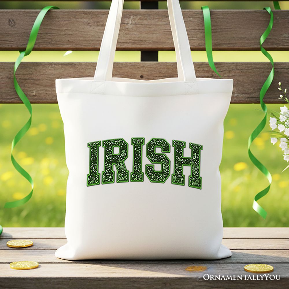 Irish Sequin Imitation Canvas Tote Bag, Festive St Patricks Day Gift Bag