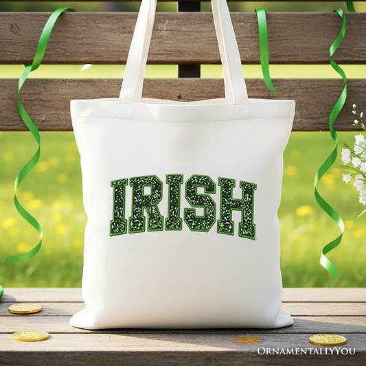 Irish Sequin Imitation Canvas Tote Bag, Festive St Patricks Day Gift Bag
