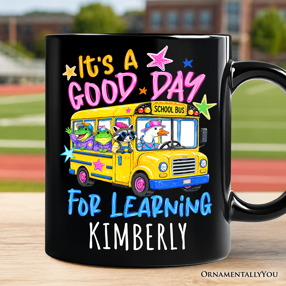 School Bus Good Day for Learning Personalized Mug, Funny Back to School Gift with Custom Name