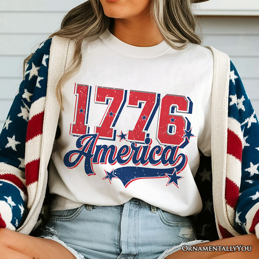 1776 America Vintage T-Shirt, Patriotic Retro USA Freedom 4th of July Tee