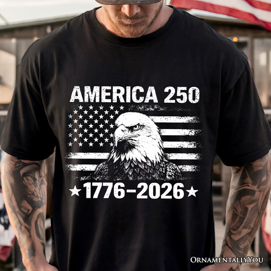 America 250 Freedom Flag Eagle T-Shirt, 4th of July USA Patriotic 1776–2026 Tee