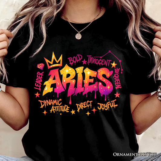 Aries Graffiti Zodiac T-Shirt, Street Style Astrology Horoscope Tee