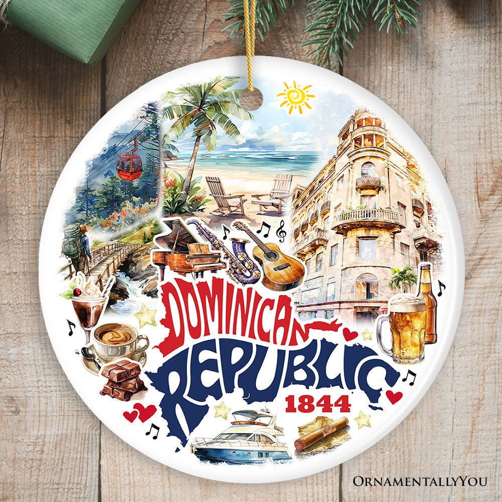 Artistic Dominican Republic Handcrafted Ceramic Ornament, Cultural and Tropical Caribbean Souvenir Gift and Christmas Tree Decor