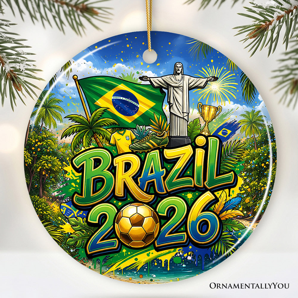 Brazil 2026 Soccer Cup Global Championship Ornament, Fans Football Gift and Tree Decor