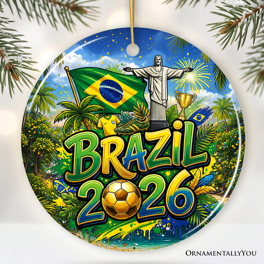 Brazil 2026 Soccer Cup Global Championship Ornament, Fans Football Gift and Tree Decor