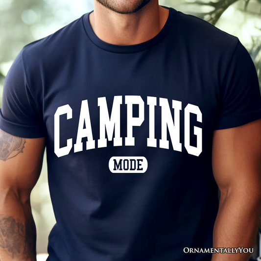 Camping Mode Varsity T-Shirt, Minimalist Outdoors Tee