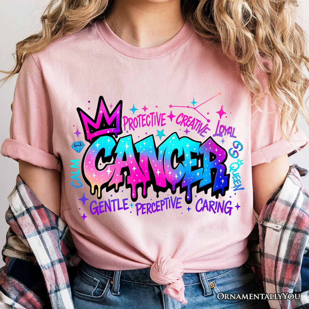 Cancer Graffiti Zodiac T-Shirt, Street Style Astrology Horoscope Tee