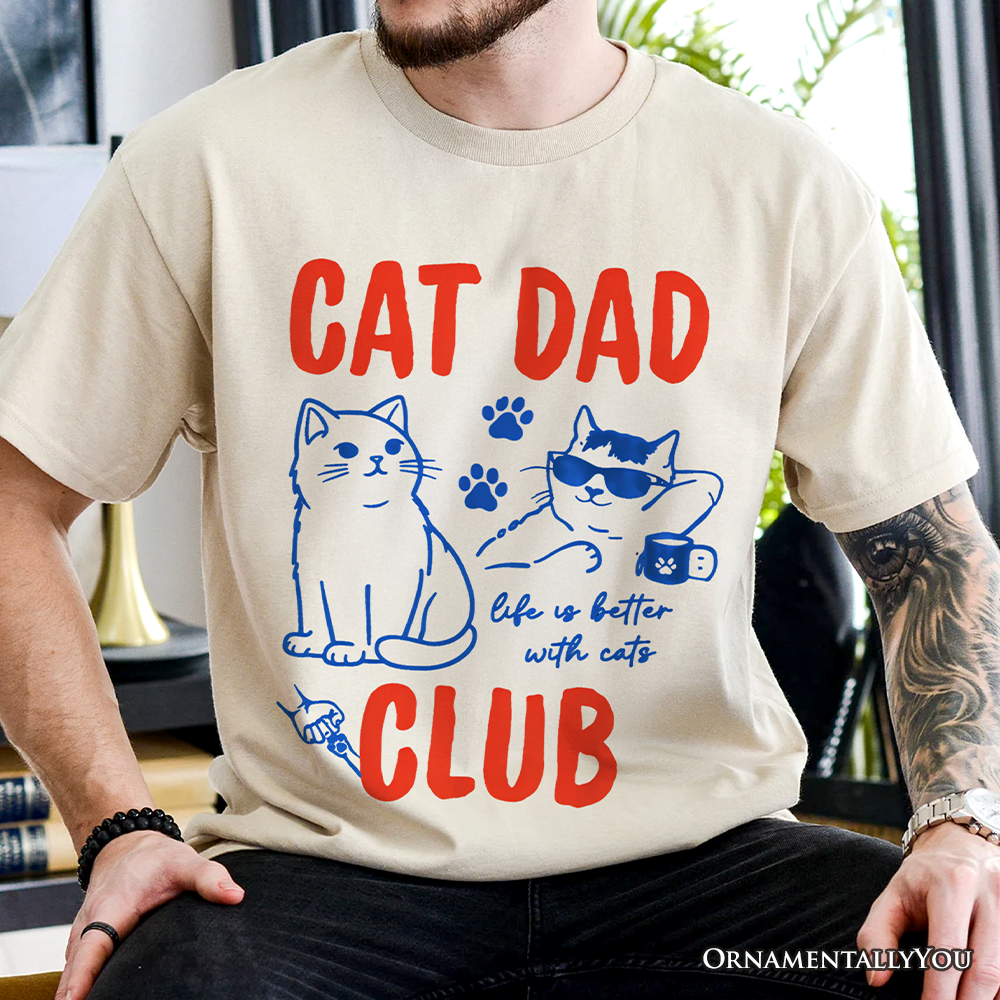 Cat Dad Club Retro T-Shirt, Funny Father's Day Tee