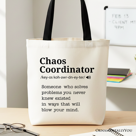 Chaos Coordinator Definition Personalized Canvas Tote Bag, Funny Gift Shopper for Busy Moms