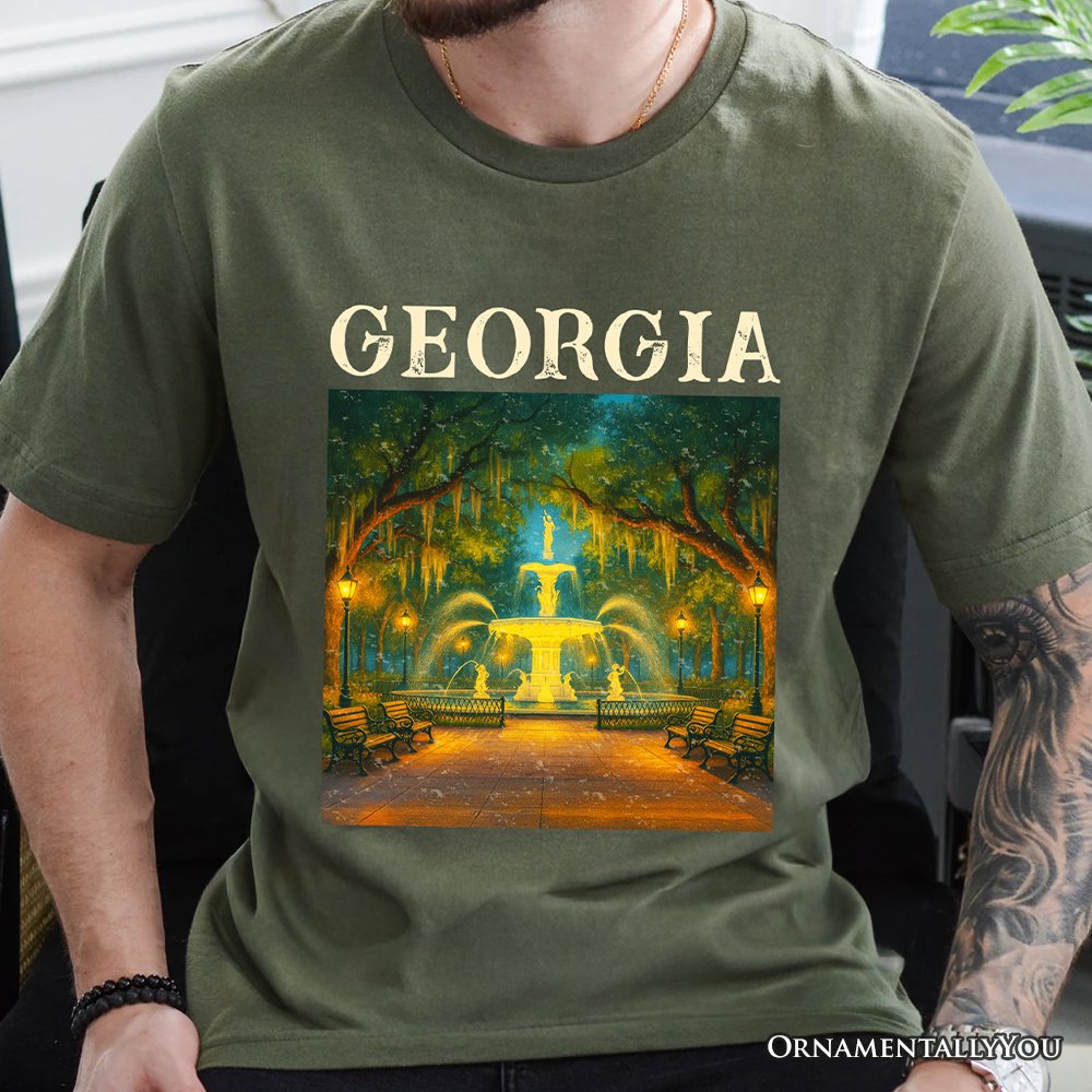 Charming Georgia State Forsyth Park T-Shirt, Savannah Landmark Tee and Southern Travel Souvenir