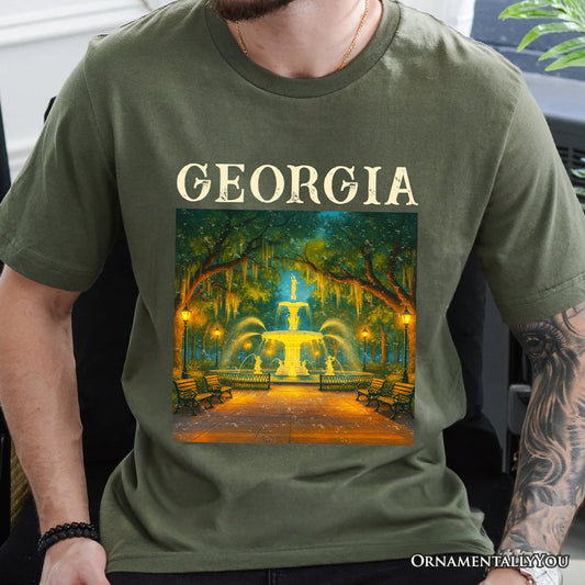 Charming Georgia State Forsyth Park T-Shirt, Savannah Landmark Tee and Southern Travel Souvenir