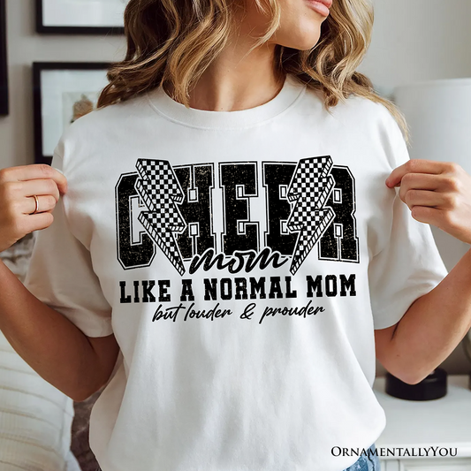 Cheer Mom Lightning T-Shirt, Cheerleader Retro White and Natural Tee for Proud Sports Mothers