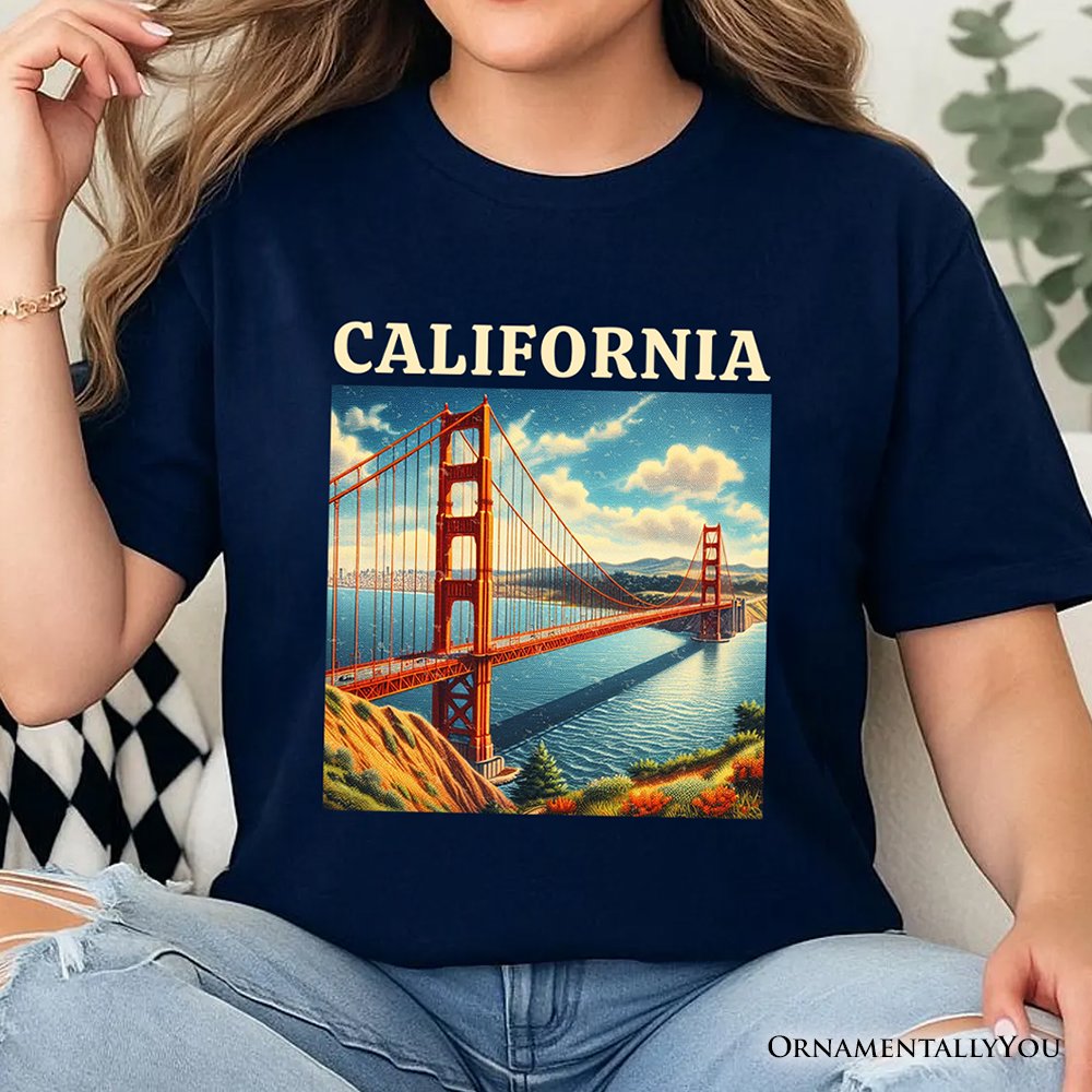 Classic California State Golden Gate Bridge T-Shirt, San Francisco Bay Tee and Coastal Landmark Souvenir