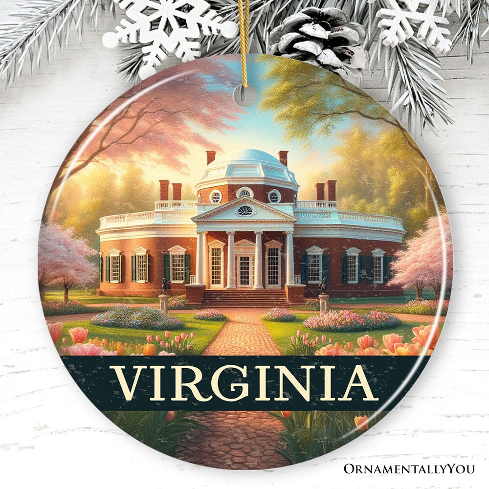 Classic Virginia Jefferson’s Monticello Christmas Ornament, Southern Charm Gift and American History Keepsake