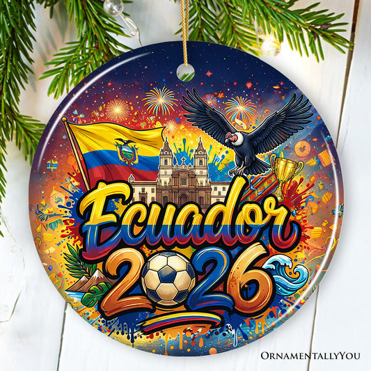 Ecuador 2026 Soccer Cup Global Championship Ornament, Fans Football Gift and Tree Decor