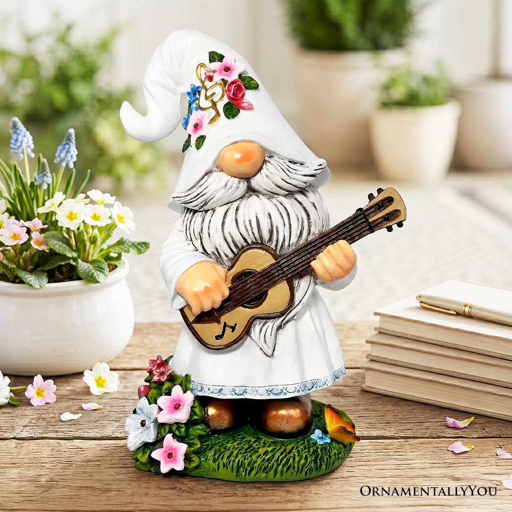 Elegant Serenader Garden Statue, 8" Romantic Musician Figurine Outdoor Decor