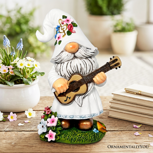 Elegant Serenader Garden Statue, 8" Romantic Musician Figurine Outdoor Decor