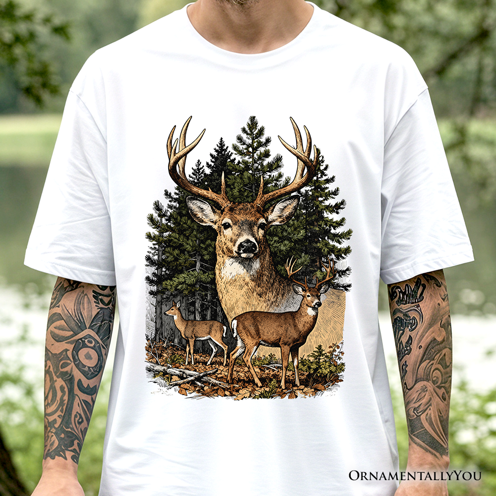 Forest Deers Vintage Grunge T-Shirt, Retro Hunter Tee