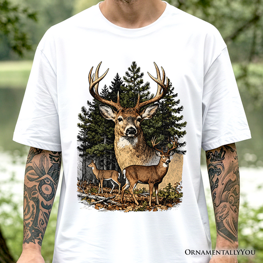 Forest Deers Vintage Grunge T-Shirt, Retro Hunter Tee