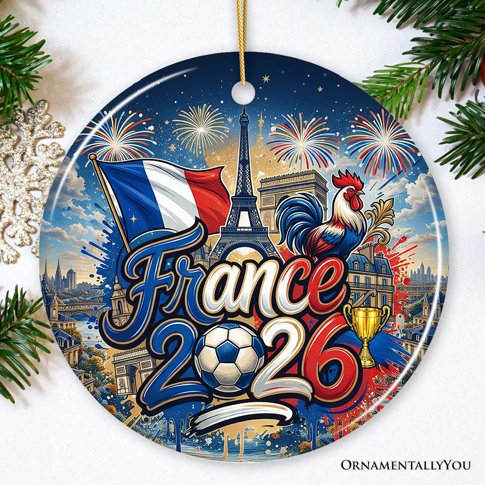 France 2026 Soccer Cup Global Championship Ornament, Fans Football Gift and Tree Decor