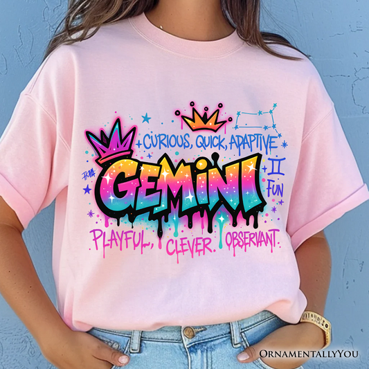 Gemini Graffiti Zodiac T-Shirt, Street Style Astrology Horoscope Tee