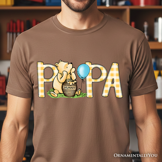 Gingham Bear Papa T-Shirt, Honey Bear Family Tee