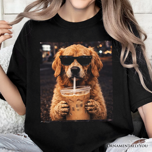 Golden Retriever Iced Coffee T-Shirt, Funny Dog Parents Tee
