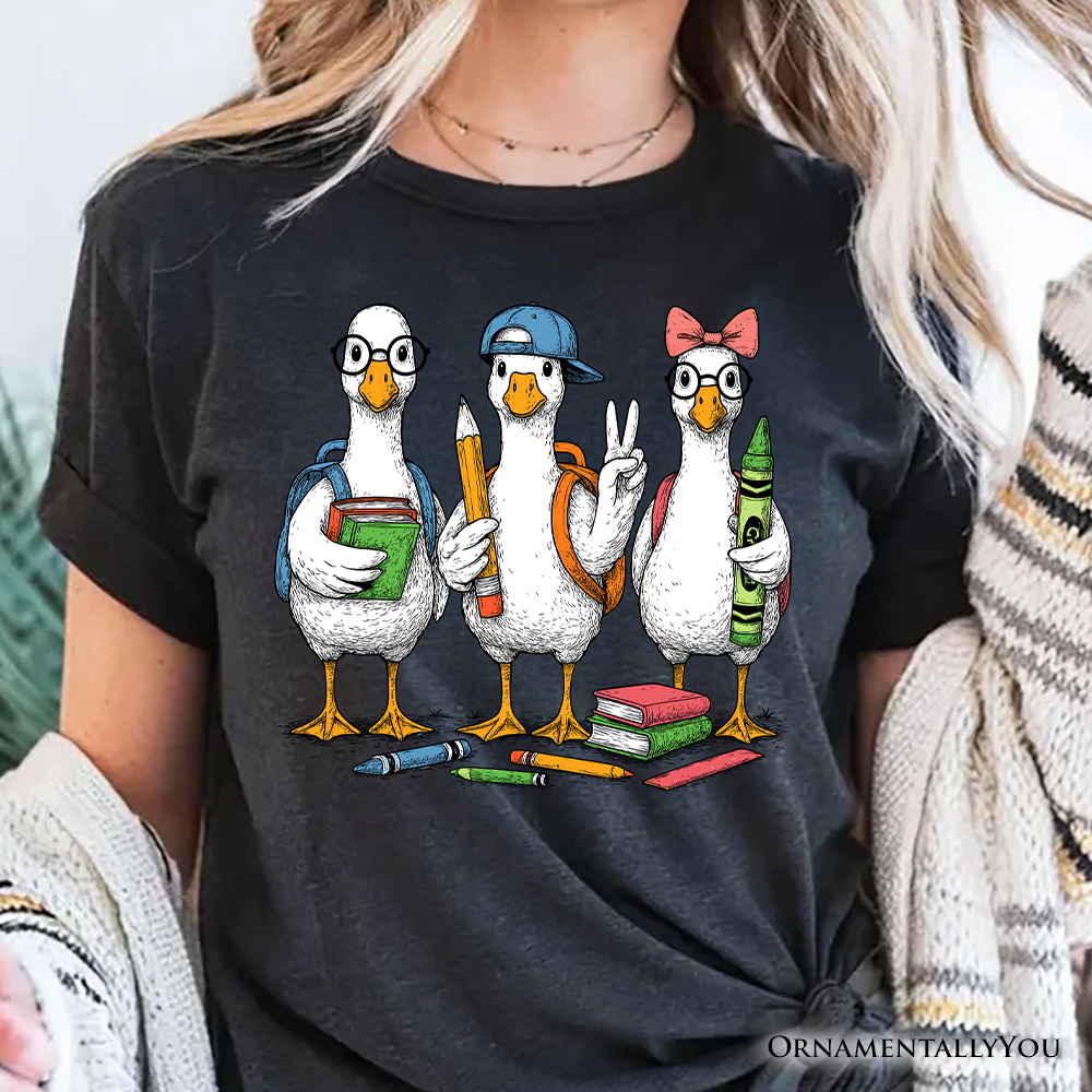 Goose Back to School T-Shirt, Cute Teacher Student Classroom Tee