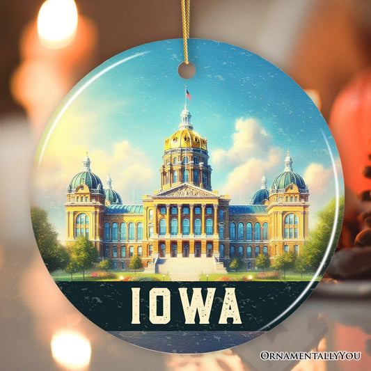 Grand Iowa State Capitol Ornament, Midwest Architectural Landmark Christmas Gift and Tree Decor