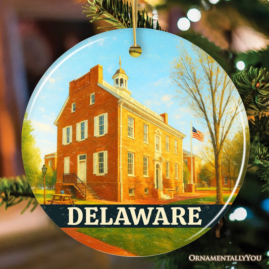 Historic Delaware Old State House Ornament, Colonial Landmark Christmas Gift and Mid-Atlantic Souvenir