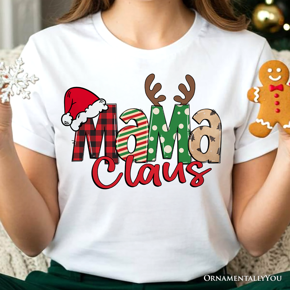 Mama Claus Retro Christmas T-Shirt, Matching Family Holiday Tee