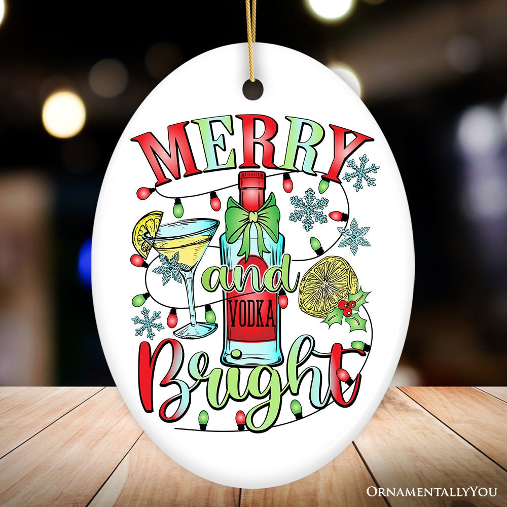 Merry and Bright Vodka Ornament, Gift and Decor for Vibrant Christmas Cocktail Celebration
