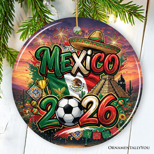 Mexico 2026 Soccer Cup Global Championship Ornament, Fans Football Gift and Tree Decor