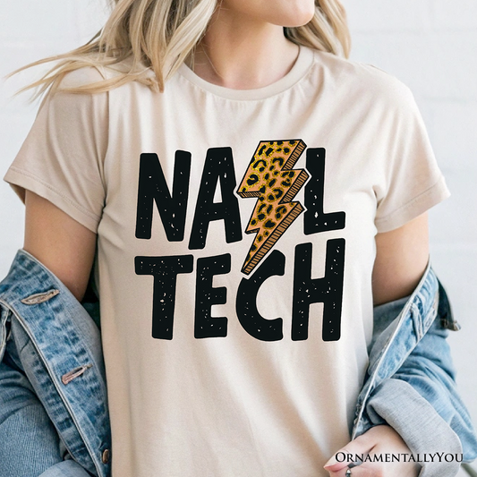 Nail Tech Leopard Lightning T-Shirt, Retro Stylist Tee