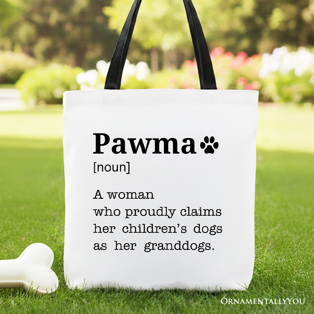 Personalized Pawma Definition Canvas Tote Bag, Funny Dog Lovers Mom Gift Shopper