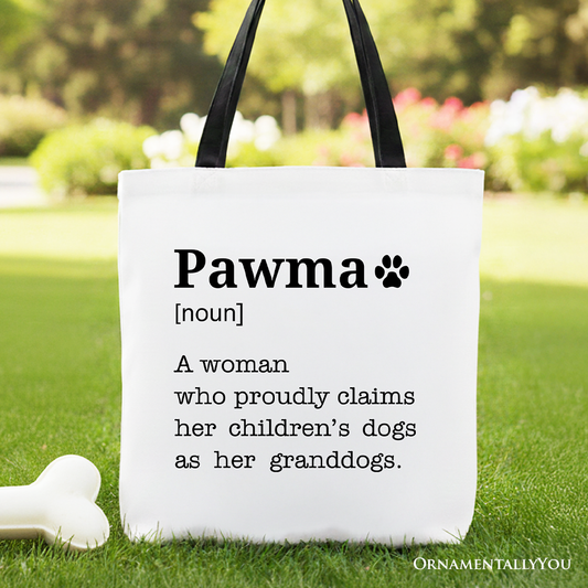 Personalized Pawma Definition Canvas Tote Bag, Funny Dog Lovers Mom Gift Shopper