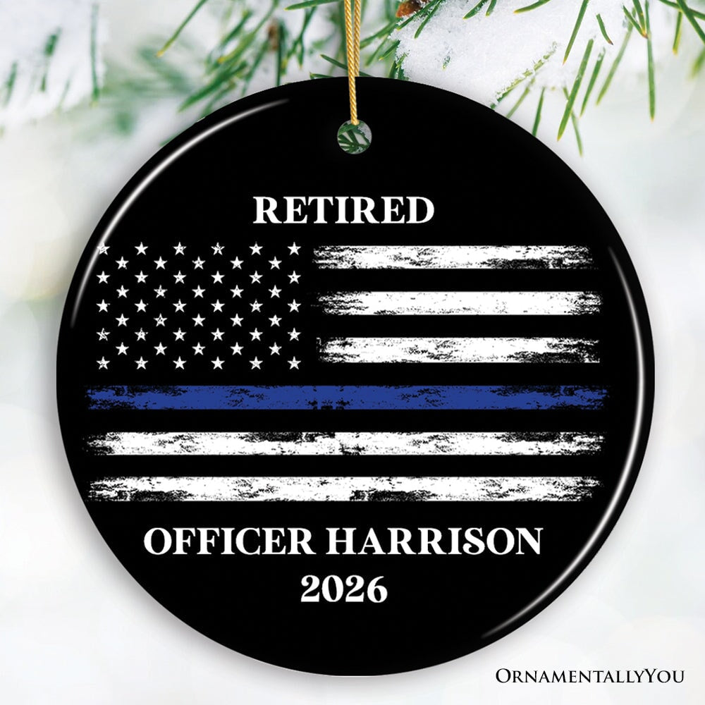 Personalized Retired Police Officer Ornament, Retiring Law Enforcement Cop Gift